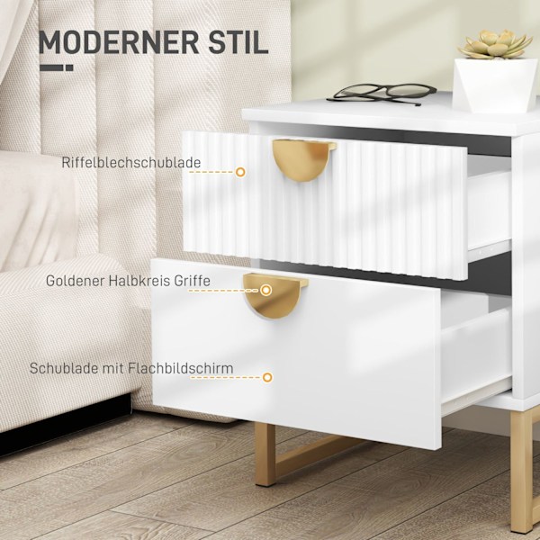 Rootzin sängyn pöytä - Night Dresser - Sivupöytä - Tyylikkät kultakahvat - tilaa säästävä muotoilu - 40 x 40 x 50 cm