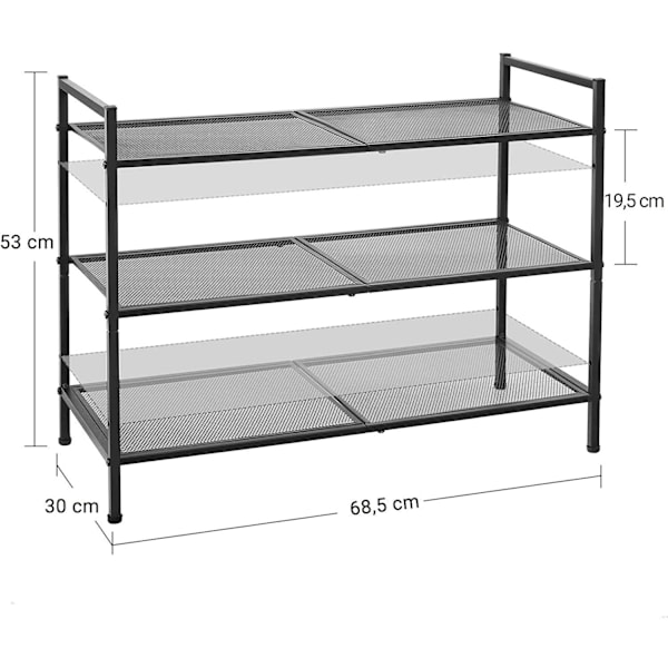 Rootz skostativ - 3 niveauer - kan stables - 9-12 par sko - metal - sort