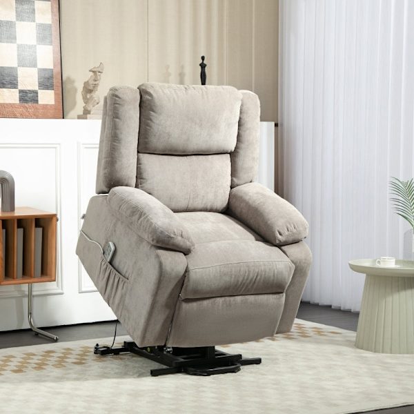 Rootz elektrisk vilstol - Lyftstol - Zero Gravity Senior Chair - Ståhjälp - Mobilitetshjälp - Ljusgrå - Plysch - 91cm x 93cm x 105cm