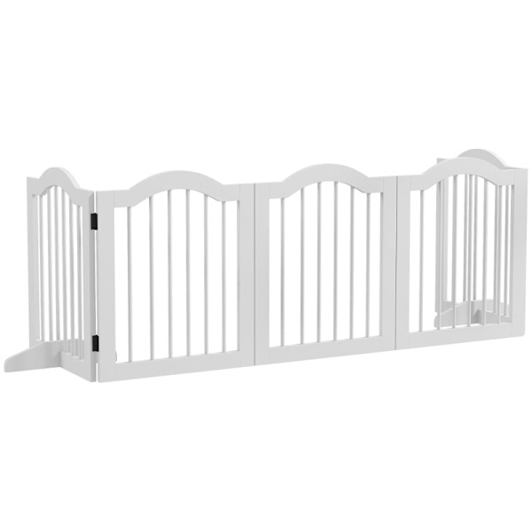 Rootz Dog Barrier - Puinen lemmikkiportti - Huoneenjakaja - Massiivipuu ja MDF - Säädettävät paneelit - Tilaa säästävä - 254,5 cm x 29,5 cm x 61 cm