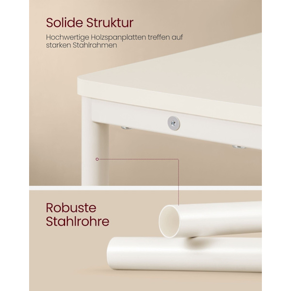 Rootz sengebord med stikkontakt - Natbord - Endebord - Spånpladestål - Kabelhåndtering - Nem montering - Cremehvid - 18cm x 45cm x 58cm