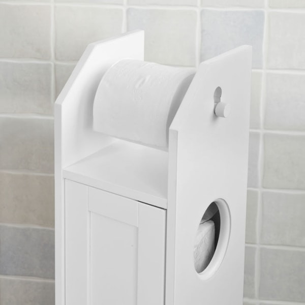 Rootz White Badeværelsesskab - Toiletpapirholder - Opbevaringsorganisator - Pladsbesparende design - Luftcirkulationsfunktion - Ca. B20 x D18 x H78 cm