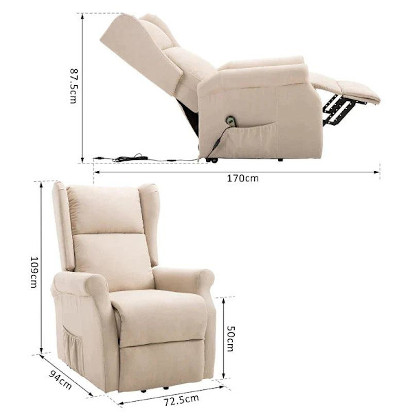 Rootz Stand-up Chair - Fjernbetjeningsstol - Tv Stol - Linned + Træ + Skum - Creme - 72,5 X 94 X 109 Cm