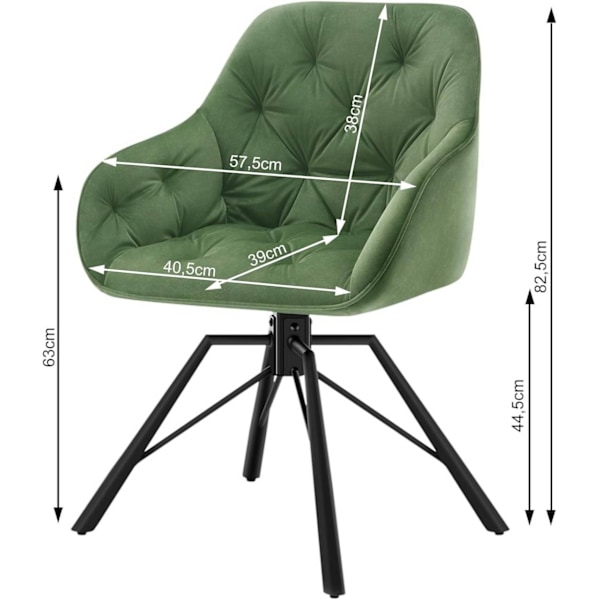 Rootz Matstol - Snurrstol - Sammetstyg - Ergonomisk design - 57,5 ​​cm x 82,5 cm x 53 cm