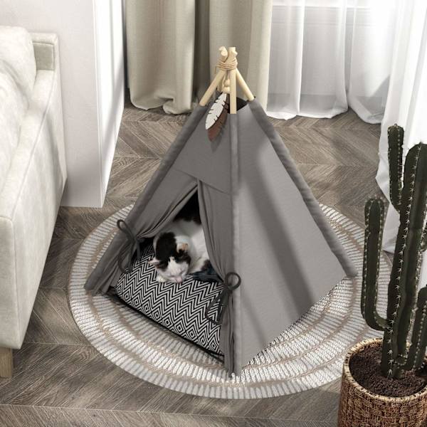 Rootz tipi tält för husdjur - djurbäddar - katttält - mysig reträtt - 60 cm x 60 cm x 76 cm
