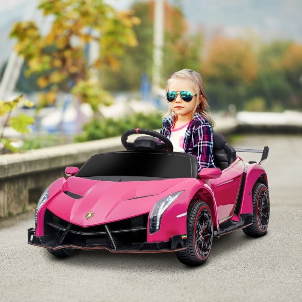 Rootz elektrisk børnebil - Licenseret Lamborghini Veneno - Ride-On-bil til børn - Vingedøre - Musikafspiller - Fjernbetjening - 111 cm x 61 cm x 45 cm