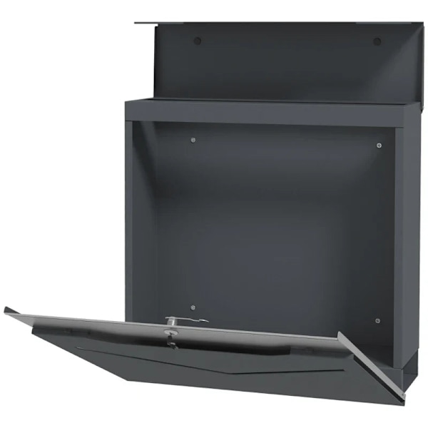 Rootz Mailbox - Brevlåda - Modern Design - Väderbeständig - Galvaniserat stål - Grå - 37cm x 10,5cm x 37cm