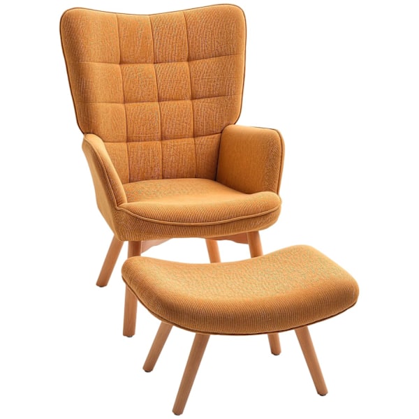Rootz accentstol med avföring - avslappningsstol - Lounge fåtölj - ergonomisk komfort - 72 cm x 80 cm x 101 cm - corduroy look - brun
