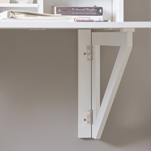 Rootz Väggmonterat hopfällbart bord - Matbord - Garderob med hyllor - Justerbar förvaring - Utrymmesbesparande design - Enkel montering - Vit - 90cm x