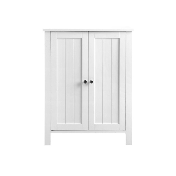 Rootz Badrumsskåp - Sminkskåp - Badrumsförvaringsskåp - Golvstående badrumsskåp - Hörnbadrumsskåp - Med dubbeldörr - Vit - 60 x 80 x 30 cm (B x H x D)