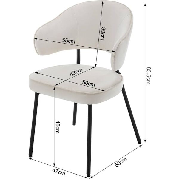 Rootz Velvet Dining Chair - Köksstol - Bekväma sittplatser - Robust metallstomme - Ergonomisk design - 54cm x 83,5cm x 52cm