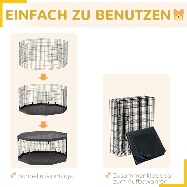 Rootz Puppy Run - Hundhöljet - Pet PlayPen - Vattentät markark - Ø159cm x 76cm - 8 Paneler - Mesh & Tarpaulin Roof