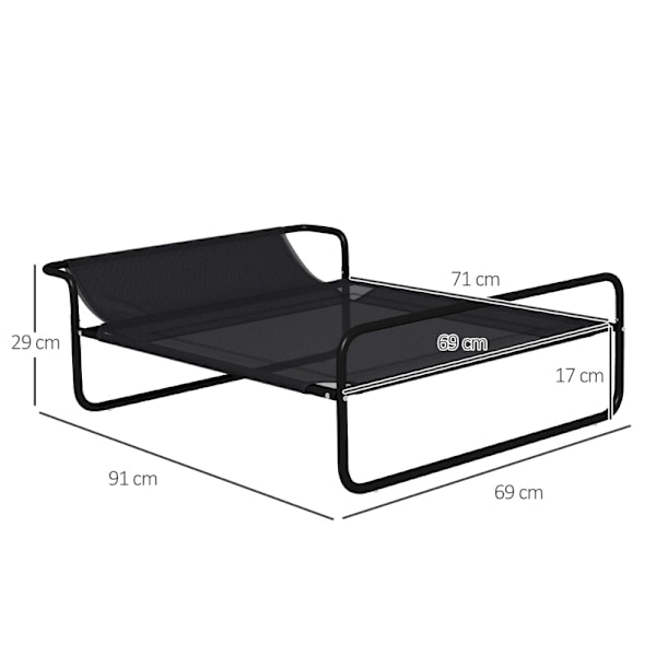 Rootz Cozy Dog Bed - Solstol för sällskapsdjur - Upphöjd babysäng - Andningsbart nät - 91L x 69W x 29H cm