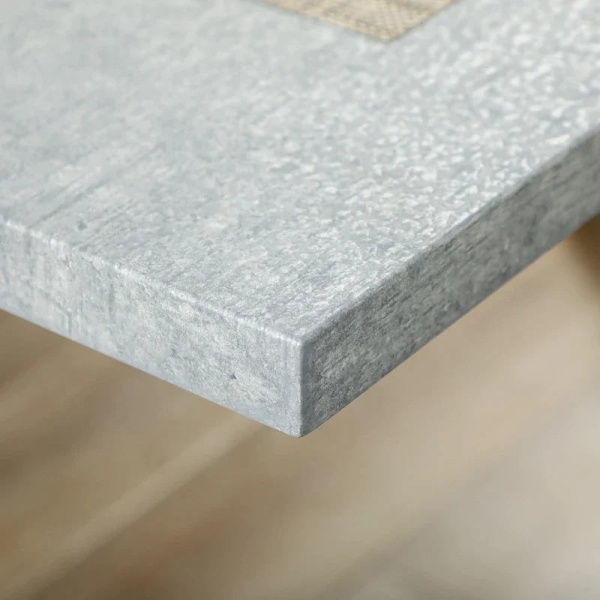 Rootz Matbord - Köksbord - Stone Look Bordsskiva - Stålben - MDF - Grå + Svart - 140 x 80 x 76 cm