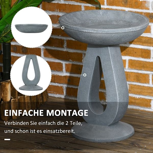 Rootz Bird Bath Water Drinker - Havefugleføder - Udendørs fuglebassin - Elegant design - Holdbar harpiks - Multifunktionel - 40 cm x 40 cm x 51 cm - G