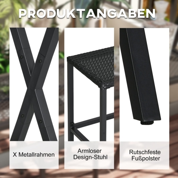 Rootz Outdoor Rattan Bar-huonekalusetti - Patiobaarisetti - Puutarhabaarisetti - Kestävä ja säänkestävä - Mukavat istuimet - Tyylikäs muotoilu - 147 c