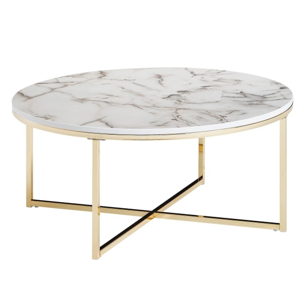 Rootz sofabord 80x36x80 cm med hvid marmorlook - Stuebord med me