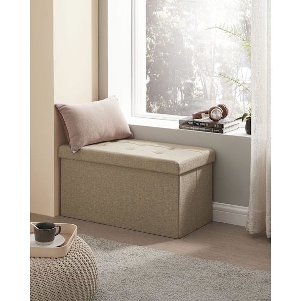 Rootz Polstret Opbevaring Ottoman - Sædekiste - Fodskammel - Linnedstof - 38cm x 76cm x 38cm