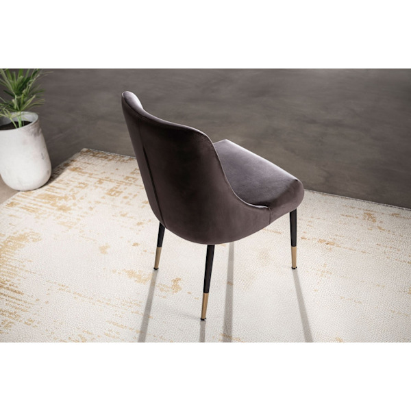 Rootz Modern Design -ruokailutuoli - Keittiötuoli - Samettipäällinen - Metalliset jalat - 49 cm x 85 cm x 56 cm - Harmaa ja kulta - Mukava pehmuste -