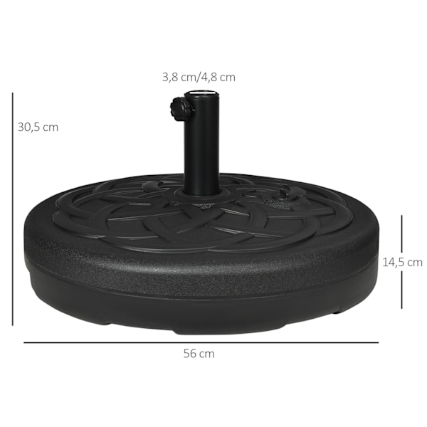 Rootz Shield Base Parasol Stand - Paraply Holder - Canopy Anchor - Water/Sand Fillable - Black - Ø56 X 30,5H CM