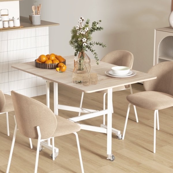 Rootz hopfällbart bord på hjul - Mångsidigt bärbar datorbord - Matbord - Utrymmesbesparande design - Hållbar konstruktion - Lätt rörlighet - 120L x 80