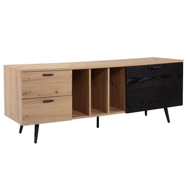 Rootz Lowboard 150 cm TV-taso - TV-kaappi - Viihdeyksikkö - Moderni tammirakenne - Tilava säilytystila - Kestävä rakenne - 150 cm x 55 cm x 40 cm