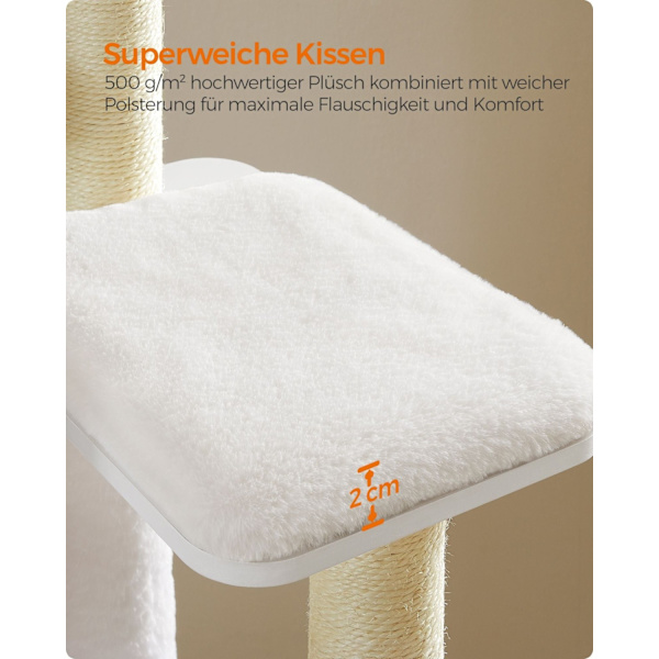 Rootz Large Cat kradsestolpe - Kattetræ - Katteskraber - Spånplade - Plys - Sisal - 58cm x 40cm x 165cm