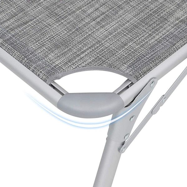 Rootz liggestol - Udendørs liggestol - Terrassesolstol - Havesolseng - Solseng - Strandsolstol - Transportabel liggestol - Grå - 65 x 200 x 48 cm (L x