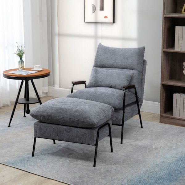 Rootz lænestol med osmannisk - Hvilestol - Lænestol - Ultimativ komfort - Justerbar tilbagelæning - Holdbar konstruktion - 68W x 91,5D x 88H cm (stol)