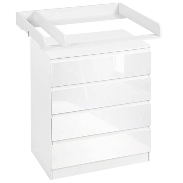 Rootz skötbord - Skötbord - Blöja Organizer - 110cm x 75cm x 109,2cm - Svankstöd - 4 lådor - Vitt trä
