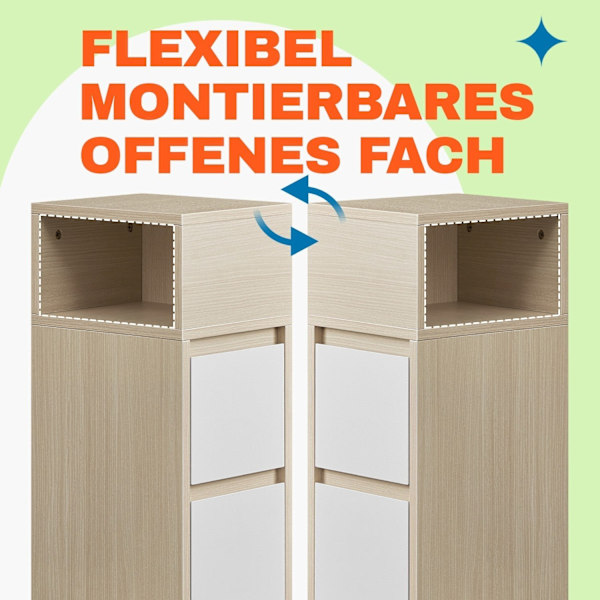 Rootz 2 -bituppsättningar sängbord - smala sidobord - Nightstands with Drawers - Space Saving Design - 30cm x 25cm x 65 cm