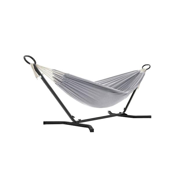Rootz Hammock Jalusta - Riippumatto jalustalla - Korkeussäädettävä riippumatto - Riippukeinu - Musta runko/harmaa riippumatto - 300 x 90 x 95 cm