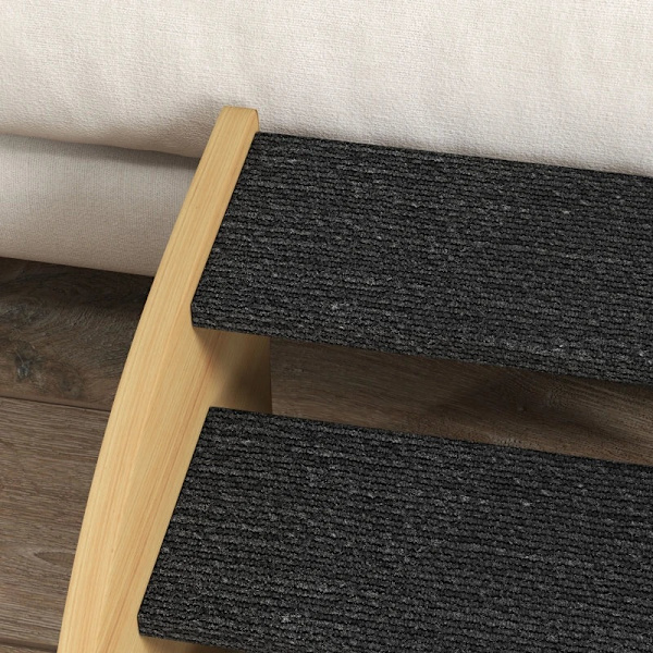 Rootz Pet Stairs - Hunde Trapper - 3 Trin - Lille Hund - Spånplade - Tæppestof - Eg + Sort - 38,5 cm x 38,5 cm x 30 cm