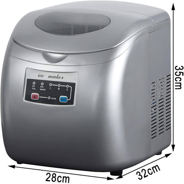 Rootz Ice Cube Maker - Hemismaskin - Elektrisk ismaskin - 12 kg/24 timmar - BPA-fri isskopa - Självrengörande - 28cm x 32cm x 35cm
