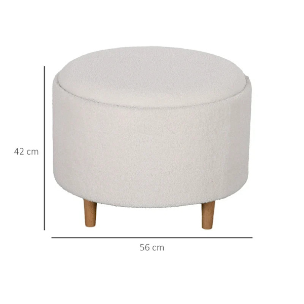 Rootz Pall - Teddy Fleece - Dold förvaring - Vändbart lock - Polyester - Vit - 56cm x 56cm x 42cm