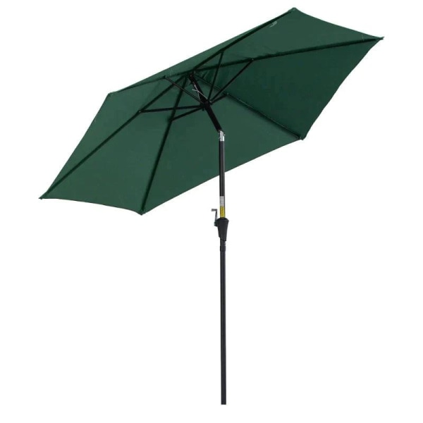 Nancy's Orcutt Parasol - Tuinparasol - Schaduw - Zonwering - Handslinger - Aluminium - Polyester - Grøn/Wit/Rood - Sort - 2,7 x 2,7 x 2,35 m