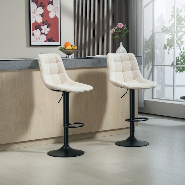Rootz Modern 2 Set roterande stångstolar - Justerbar avföring - vadderade stångstolar - Höjd mångsidig 63-84cm - 47b x 53T x 96-117H cm