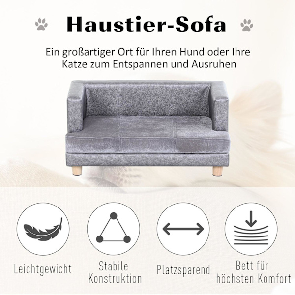Rootz hundbänk - grå - trä, läder, skum - 26,77 cm x 16,14 cm x 12,59 cm