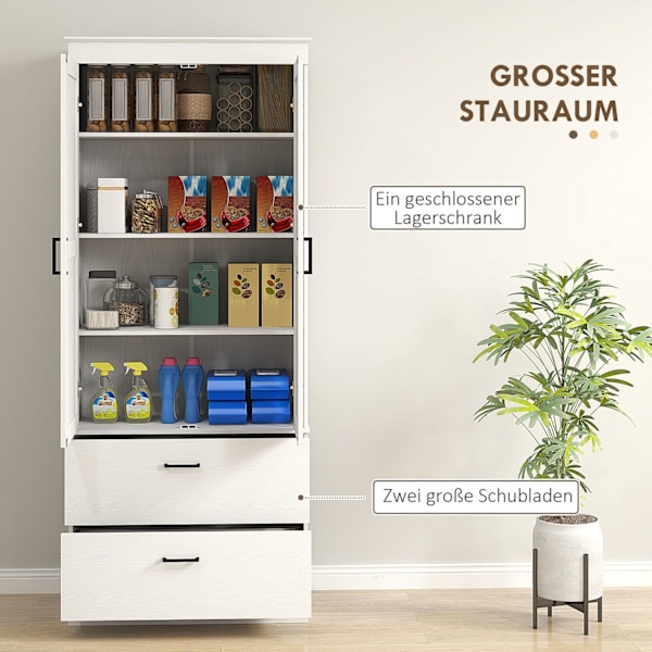 Rootz Fritstående køkkenskab - Pantry Storage - Stue Cabinet - Justerbare hylder - 75W x 39d x 178H cm