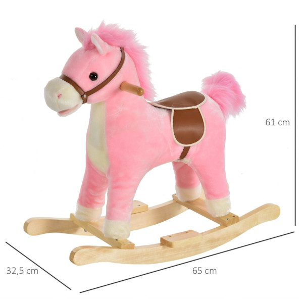 Rootz barn gunghäst - rosa - plysch, trä, stål - 25,59 cm x 12,79 cm x 24,01 cm