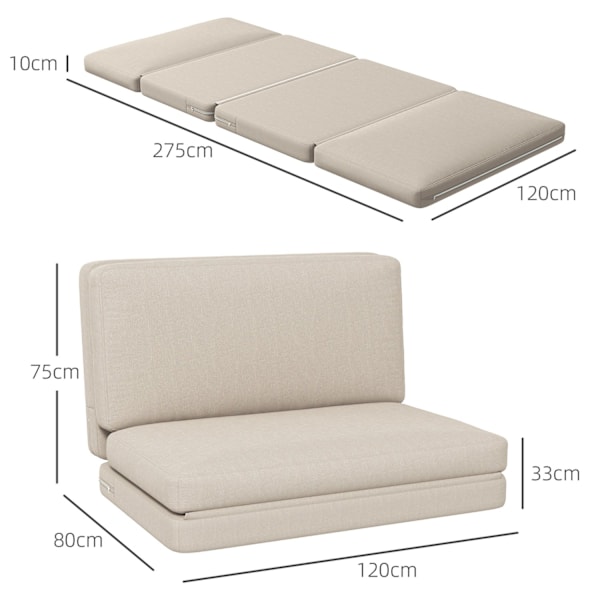 Rootz 2 -i -1 foldning hvilestol - gæstemadras - doven sofa - maksimal komfort - 120W x 80d x 75H cm (stol), 120W x 275d x 10H cm (seng) - brun