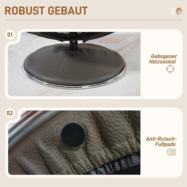 Rootz TV-fåtöljstol med pall - Spelstol - Vippfunktion - konstläder - 81cm x 95cm x 107cm