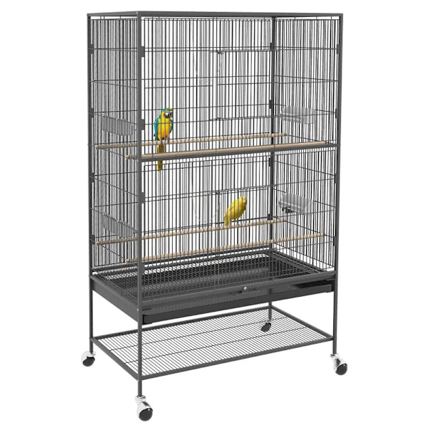 Rootz-lintuhäkki - Sisältää ahvenet - Lintulelu - Irrotettava alusta - 1 hylly - Harmaa - 94L x 57L x 153K cm
