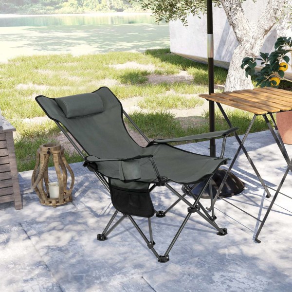 Rootz Camping tuoli - Kokoontaittuva kalastusistuin - Rantatuoli - Lepotuoli - Kannettavat ulkokalusteet - Rentoutumisistuin - Harmaa - 35,7 x 7,7 x 6