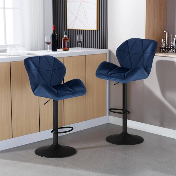 Rootz baarituoli - Säädettävä baarituoli - Kääntyvä työpöytä - Ergonominen muotoilu - Kestävä rakenne - Tyylikäs samettituoli - 94cm-116cm x 50cm x 40