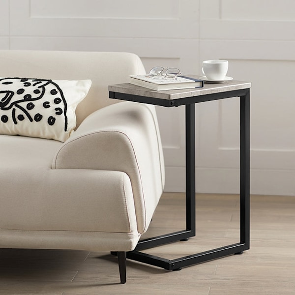 Rootz Modern Sidebord - Sofabord - Laptop Skrivebord - Lysegrå spånplade - Metalramme - Gulvbeskytter - 30cm x 60cm x 40cm