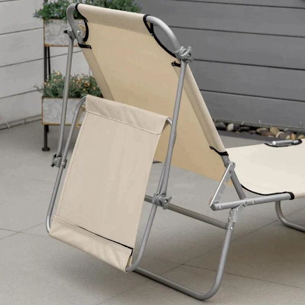 Rootz Solstol - Trädgårdssäng - Wellness Solstol - Strandsäng - Fällbar med solskydd - Beige - 187 x 58 x 36 cm