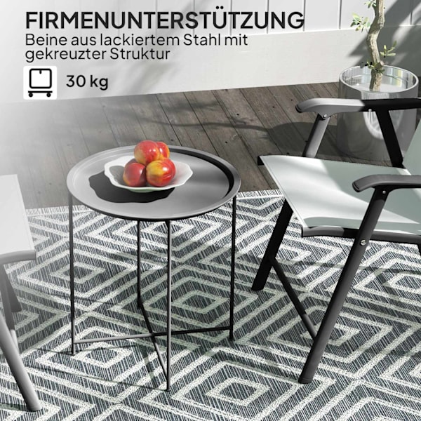 Rootz Round Garden Table - Terrassbord - Fällbart utomhusbord - Hållbart stål - Ø46cm x 50 cm