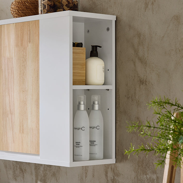 Rootz Vægmonteret Badeværelsesskab - Opbevaringsenhed - Toiletskab - MDF - Gummitræ - 68cm x 48cm x 20cm