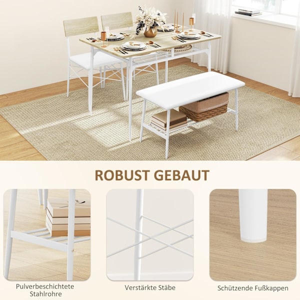 Rootz 4 -stycken matbordsset - Köksbord - Matsalet - vadderad komfort - 110W x 70d x 75 timmar cm bord, 40W x 50d x 80h cm stolar